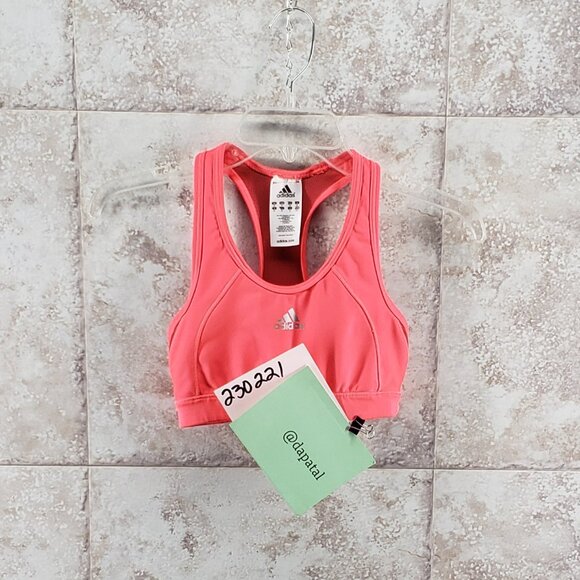 Adidas Mesh Lined Racerback Sports Bra Neon Orange Techfit Control Size S - Picture 11 of 11